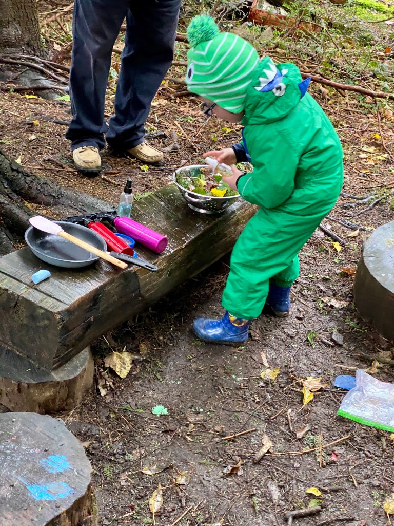 Playing in the mud kitchen at weeSTEMs - learning through play